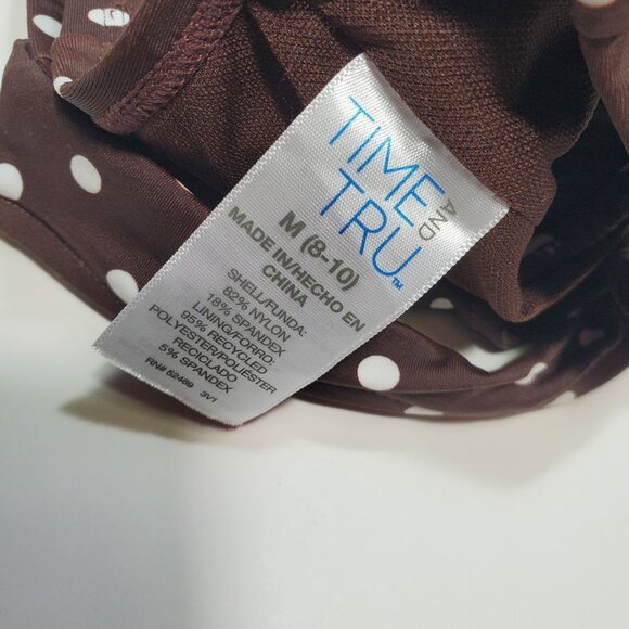 Time and Tru Women's Brown White Polka Dot Retro Pinup Underwire Bra Bikini Sz M - Picture 2 of 3